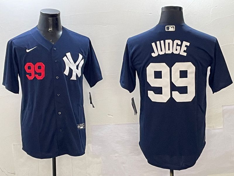 Men New York Yankees 99 Judge Drak Blue Game 2025 Nike MLB Jersey style 9